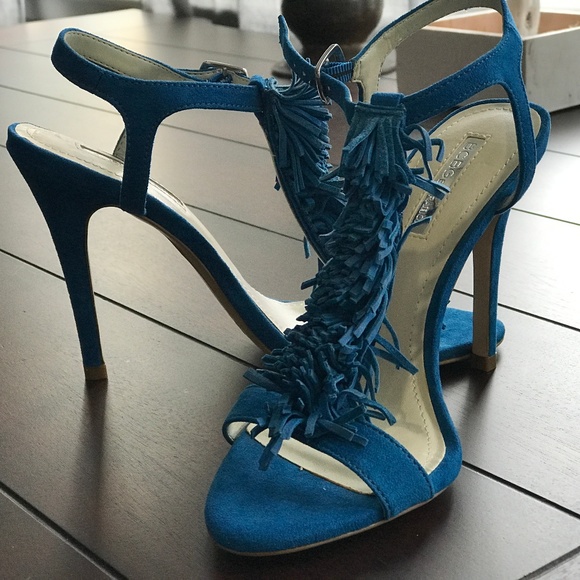 BCBGeneration Ocean Blue Fringed Heel/Sandal - Picture 3 of 4